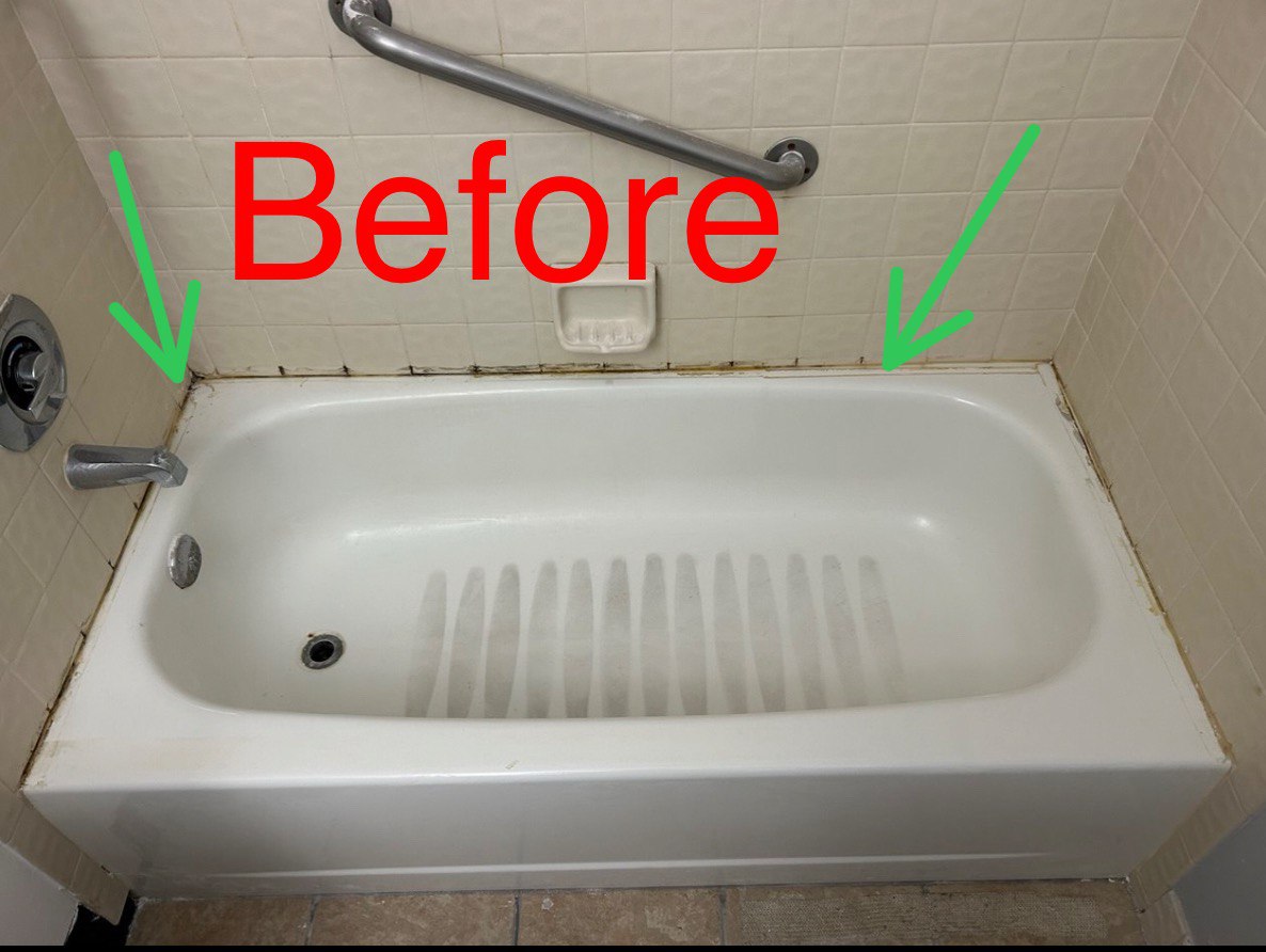 Before Caulking Bathtub Edges