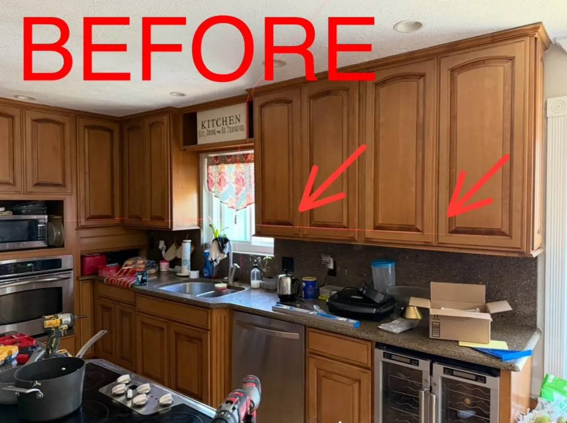 Before Installing Handles for the Cabinets in the Kitchen