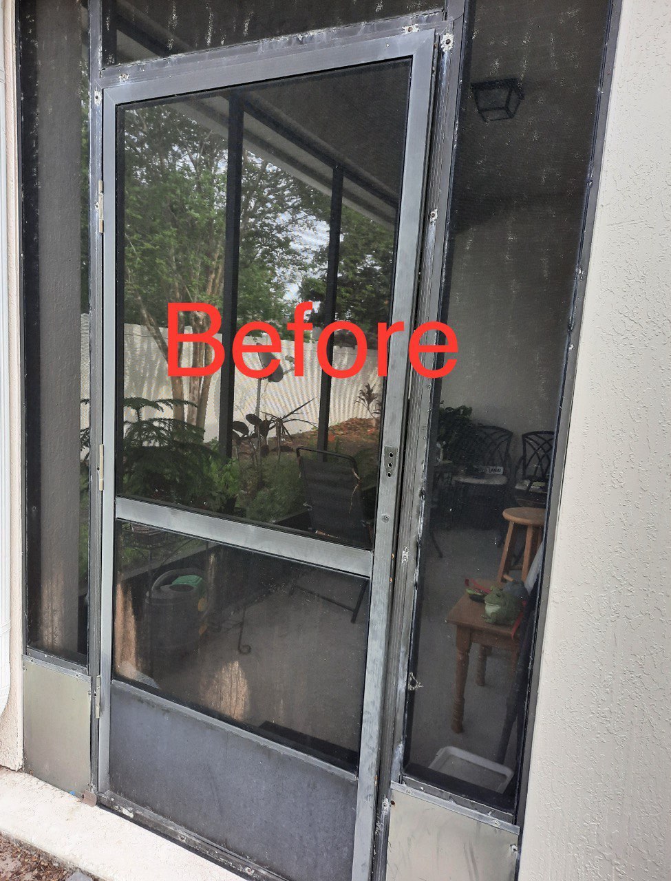 Before Cleaning Screen Door