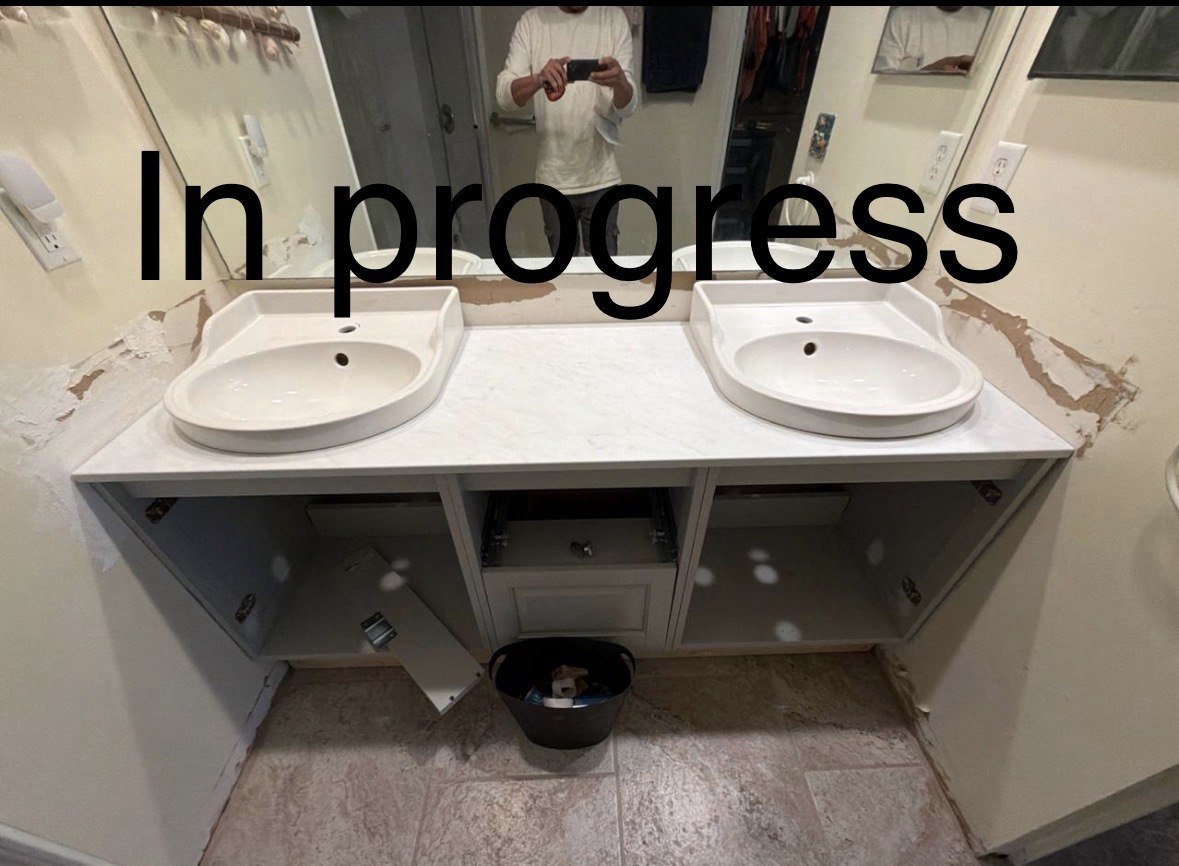 In Progress Installing Bathroom Sink